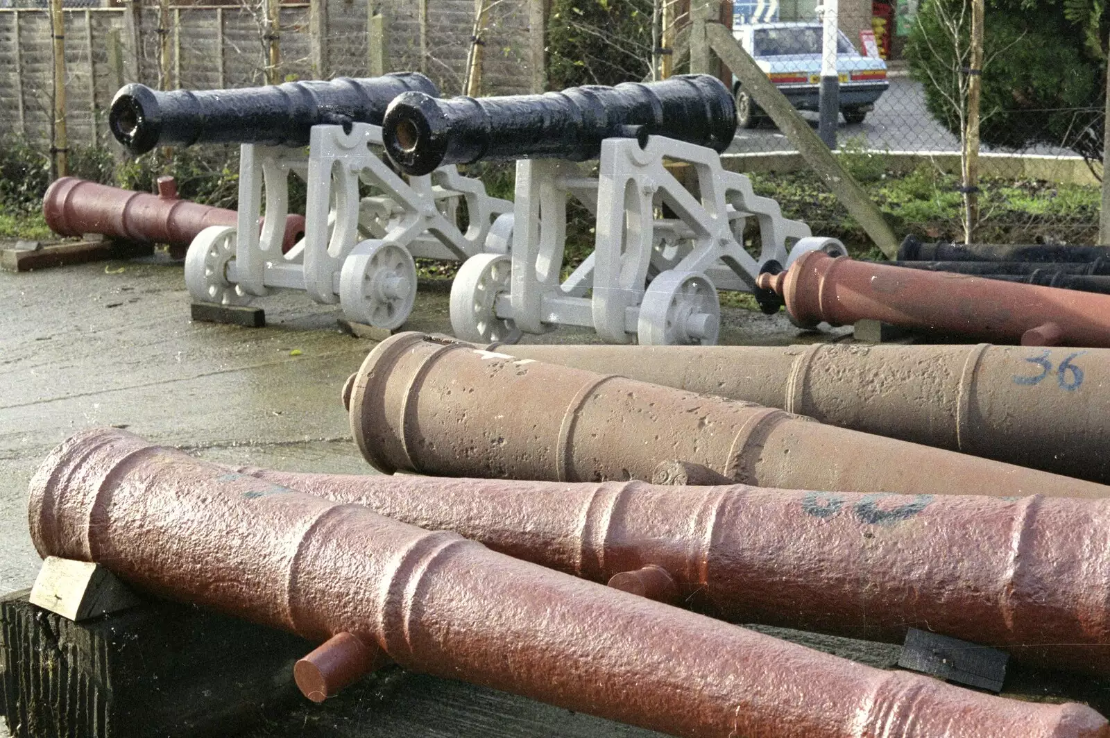 A pile of old canon down in Totnes, from Totnes Pre-Christmas, Devon - 19th December 1990