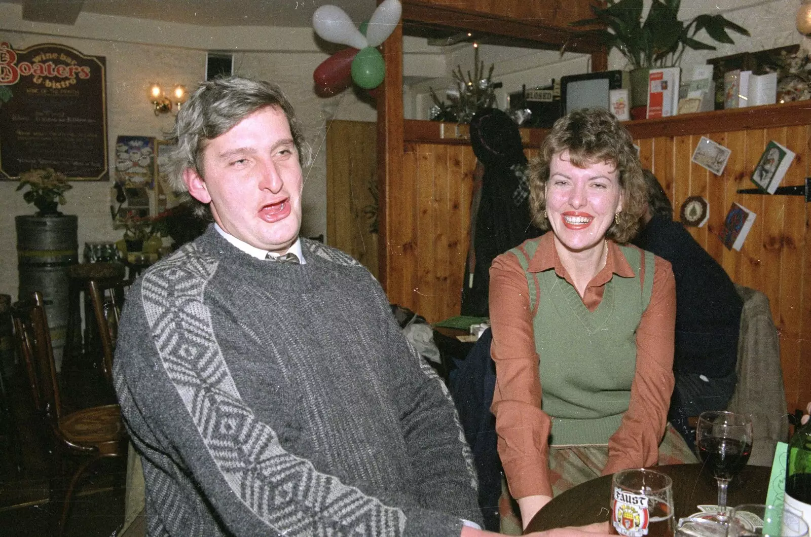 Angela's friends in Boater's Wine Bar , from Totnes Pre-Christmas, Devon - 19th December 1990