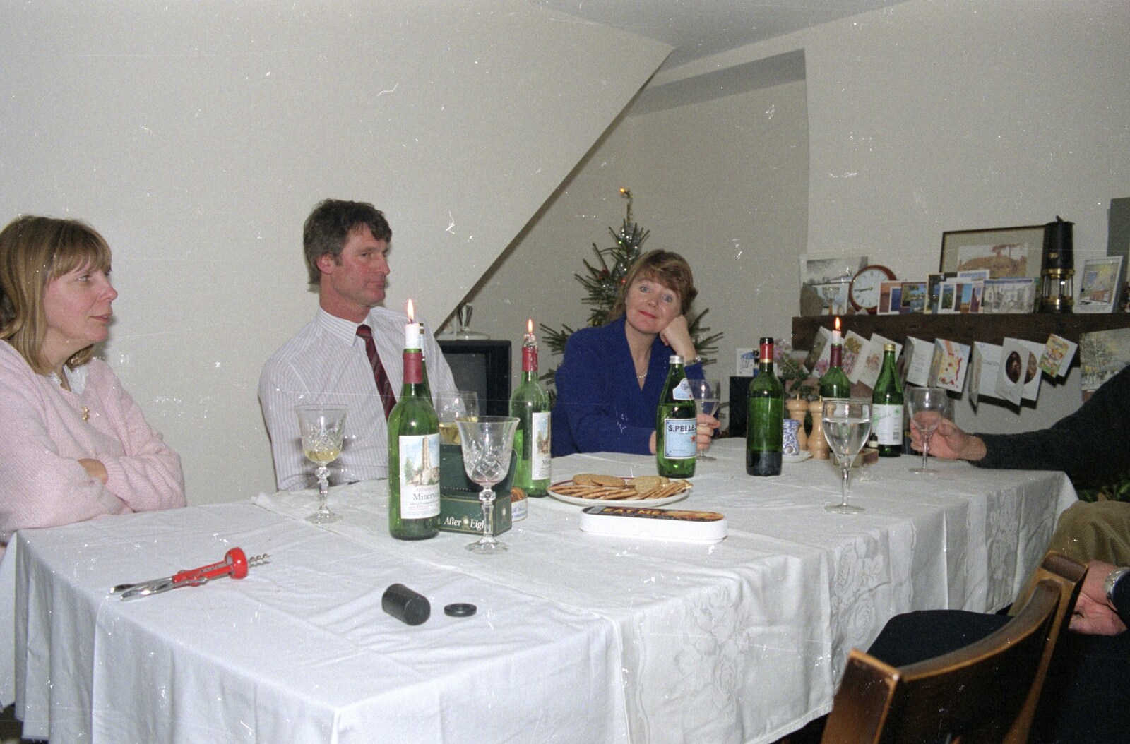 Mother looks up from Pre-Christmas Dinner and a Next-Door Do, Stuston, Suffolk - 20th December 1990