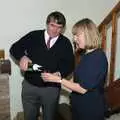 Corky pours a glass of fizz for Janet, Pre-Christmas Dinner and a Next-Door Do, Stuston, Suffolk - 20th December 1990