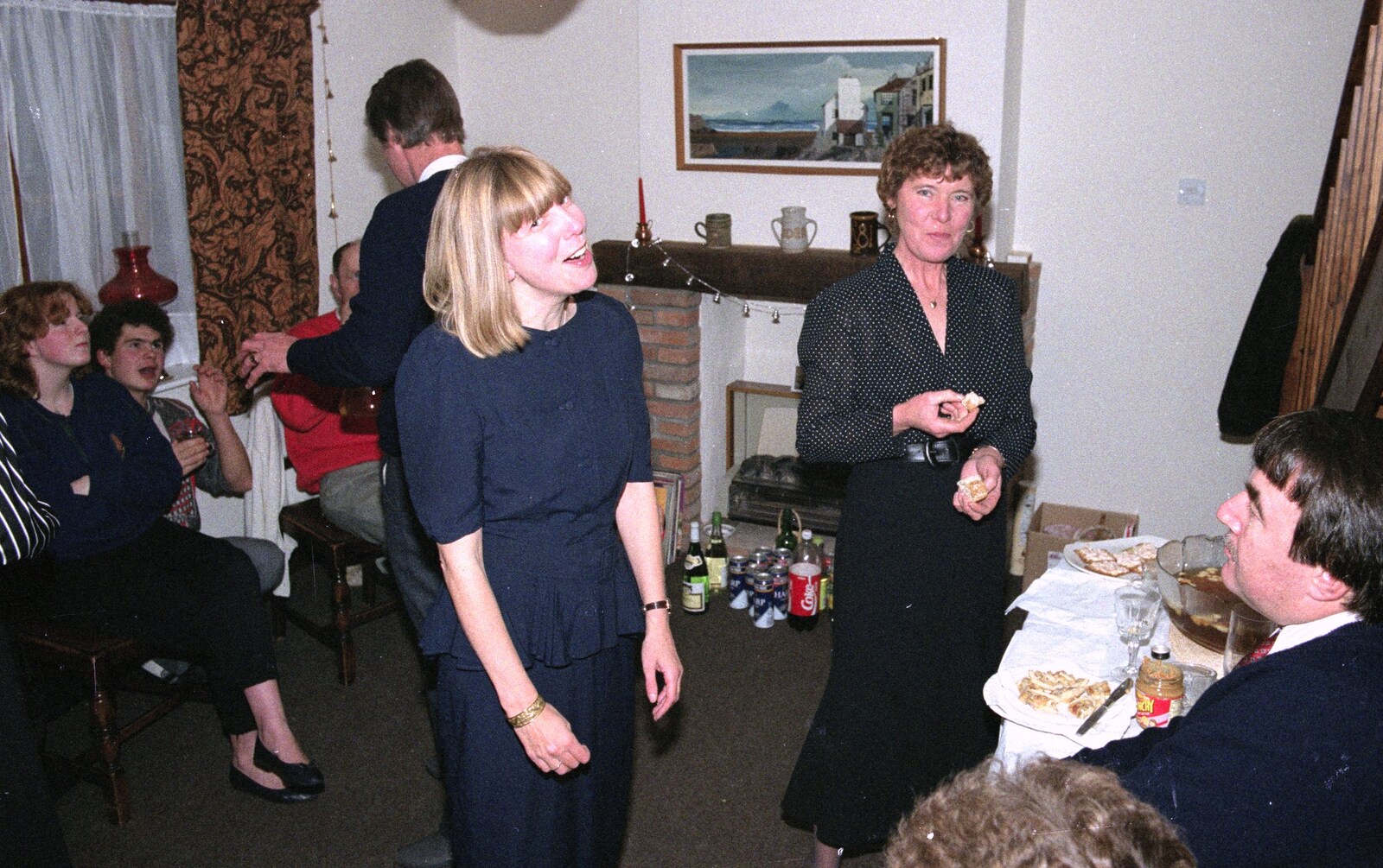 Janet gives Nosher a look from Pre-Christmas Dinner and a Next-Door Do, Stuston, Suffolk - 20th December 1990