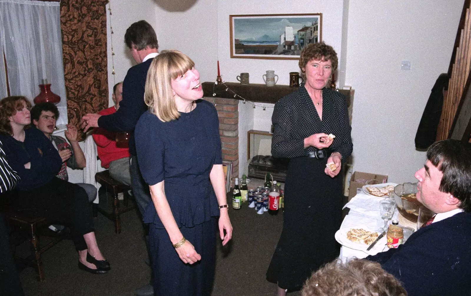 Janet gives Nosher a look, from Pre-Christmas Dinner and a Next-Door Do, Stuston, Suffolk - 20th December 1990