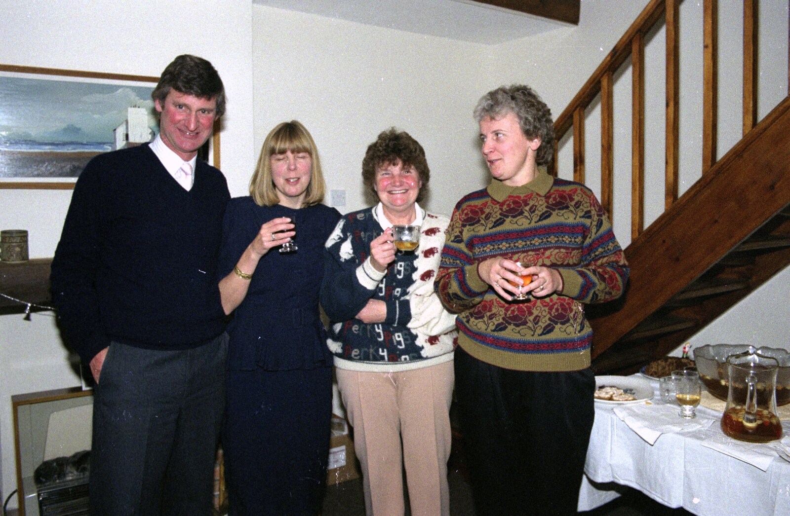 Geoff, Janet, the mother and Linda from Pre-Christmas Dinner and a Next-Door Do, Stuston, Suffolk - 20th December 1990