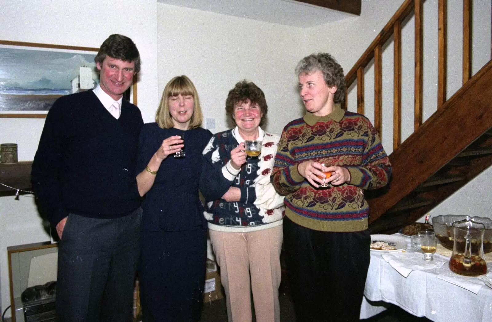 Geoff, Janet, the mother and Linda, from Pre-Christmas Dinner and a Next-Door Do, Stuston, Suffolk - 20th December 1990