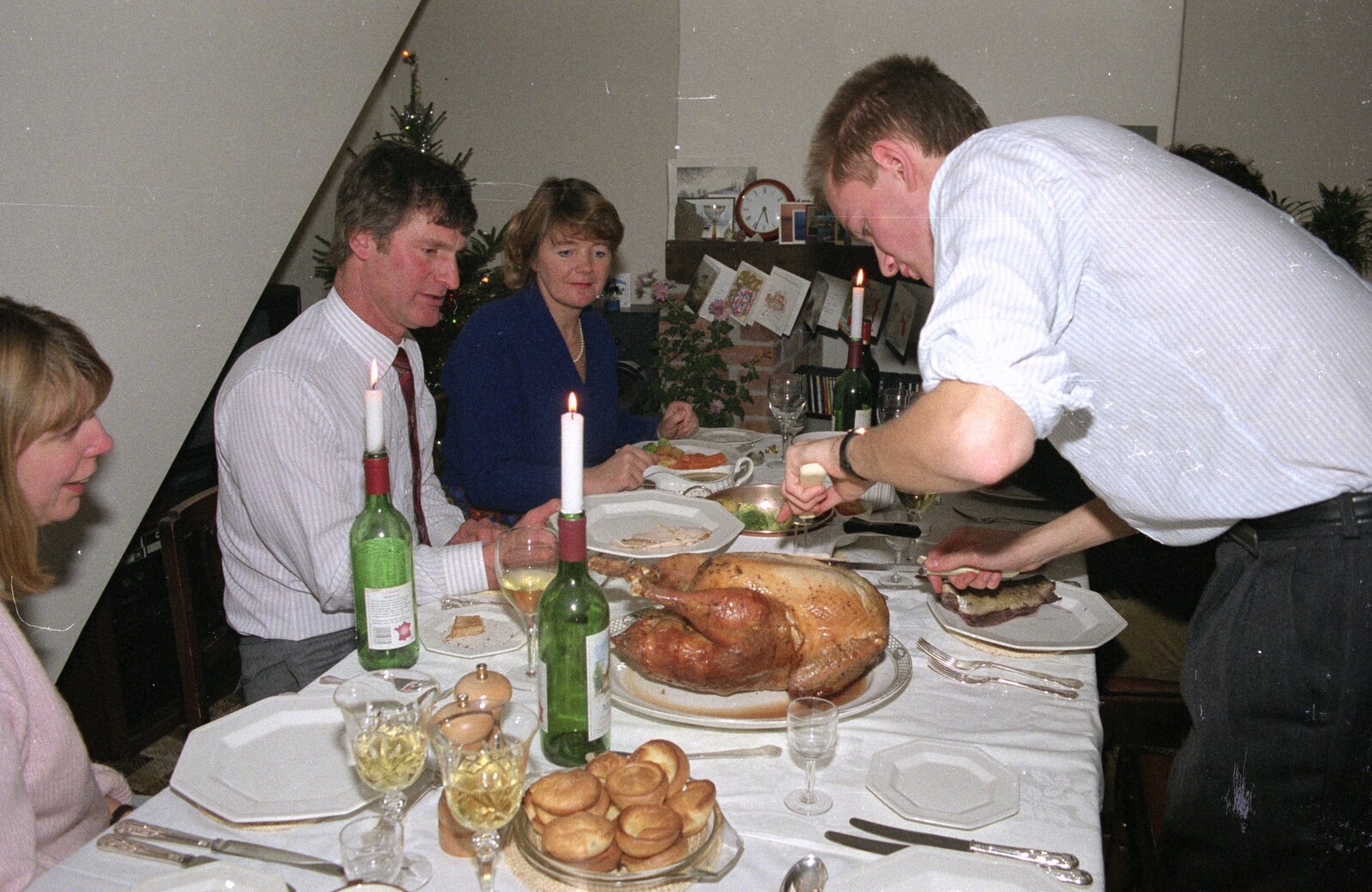 More carving action from Pre-Christmas Dinner and a Next-Door Do, Stuston, Suffolk - 20th December 1990