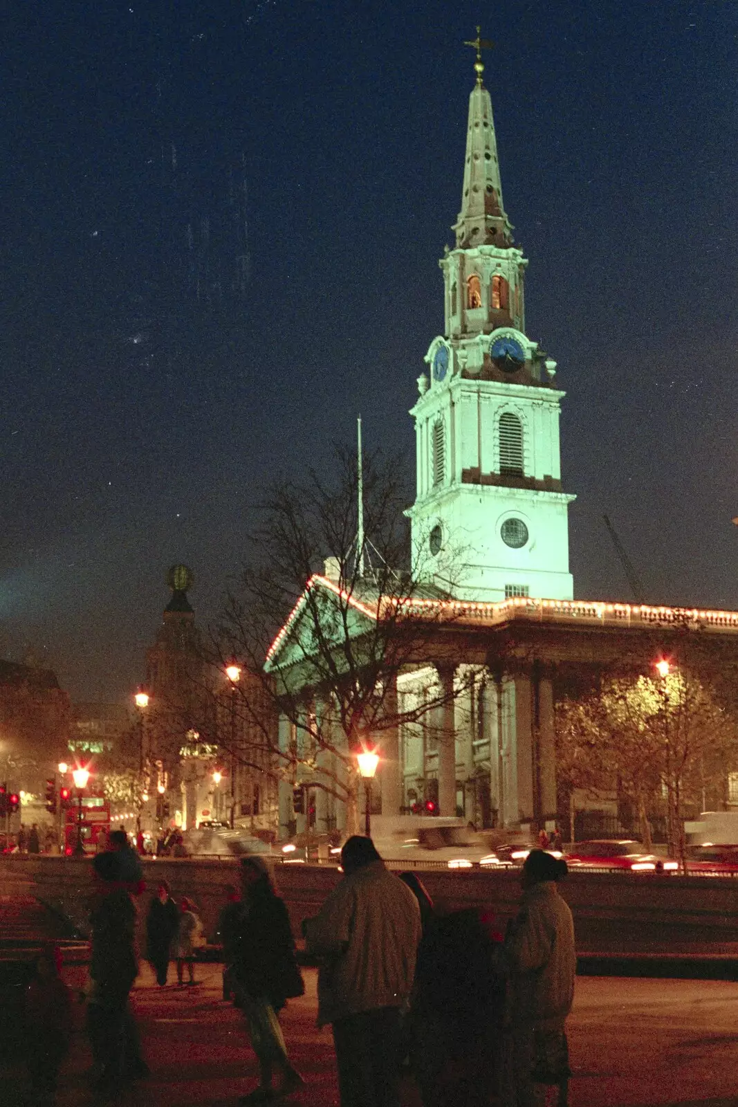 St. Martins, in Trafalgar Square, from Pre-Christmas Dinner and a Next-Door Do, Stuston, Suffolk - 20th December 1990