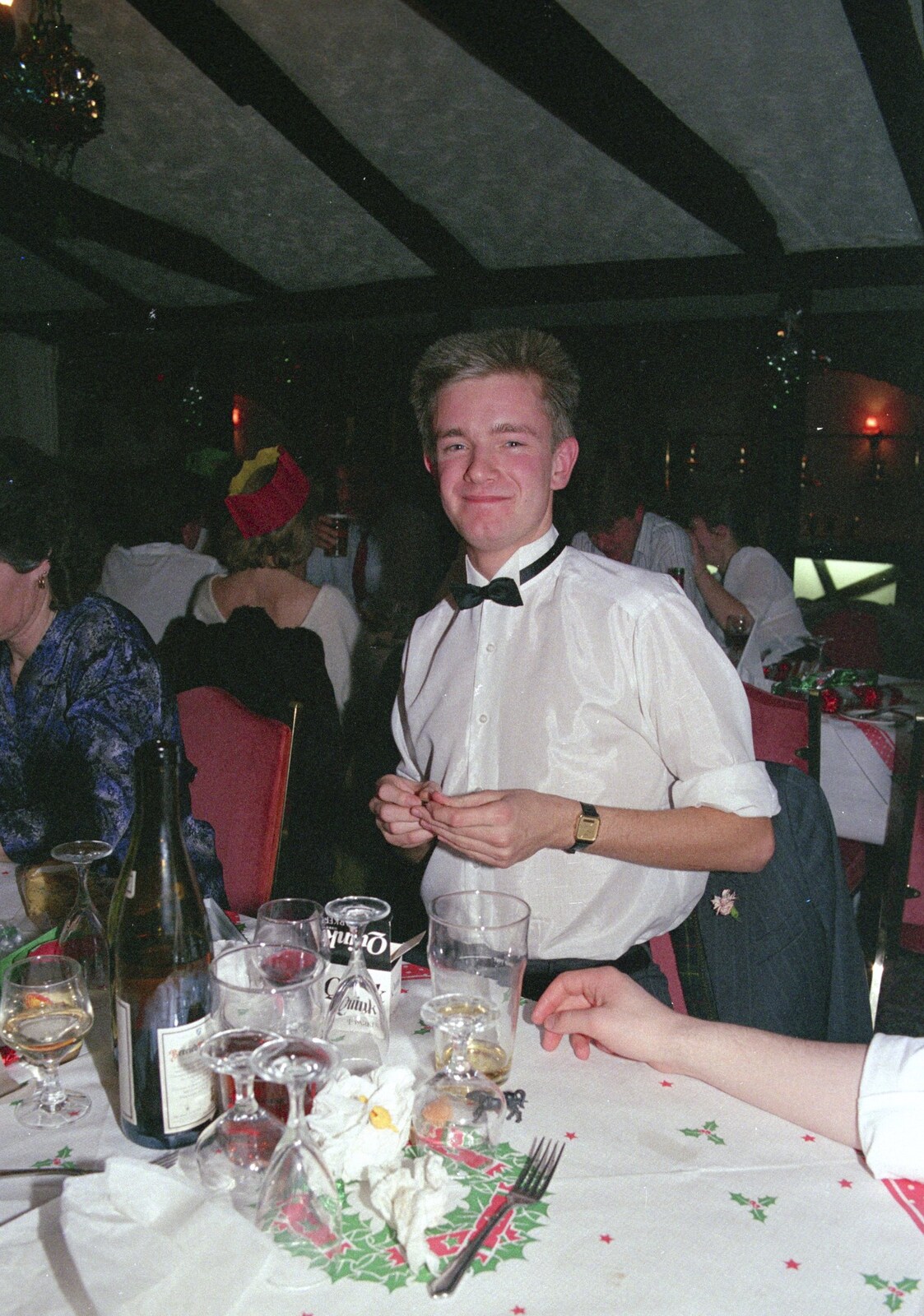 Nosher in a bow tie from Printec's Christmas Dinner, Harleston, Norfolk - 22nd December 1990