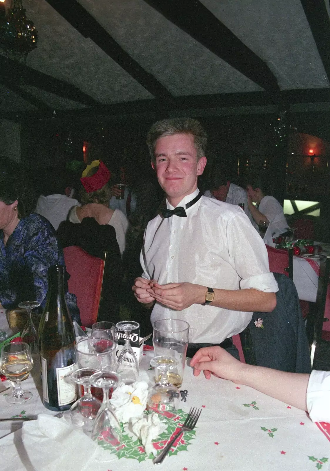 Nosher in a bow tie, from Printec's Christmas Dinner, Harleston, Norfolk - 22nd December 1990