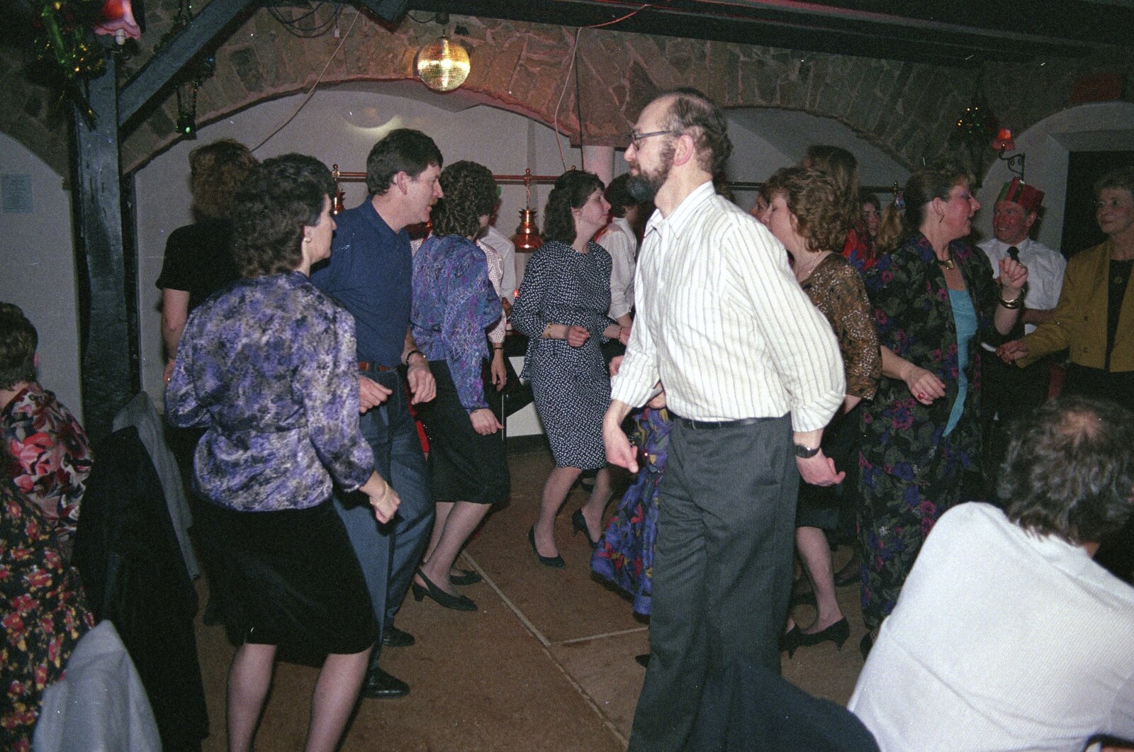 Spam and Baz doe some funky moves from Printec's Christmas Dinner, Harleston, Norfolk - 22nd December 1990