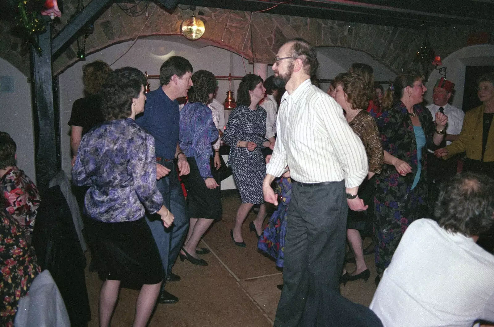 Spam and Baz doe some funky moves, from Printec's Christmas Dinner, Harleston, Norfolk - 22nd December 1990