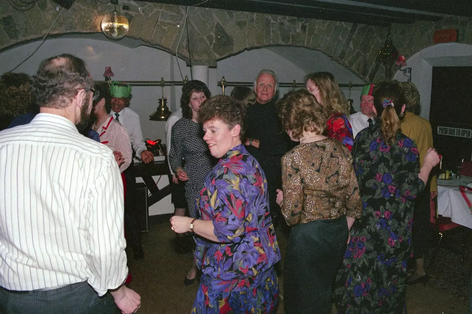 Crispy checks Baz's moves out, from Printec's Christmas Dinner, Harleston, Norfolk - 22nd December 1990