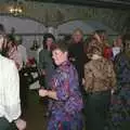 Crispy checks Baz's moves out, Printec's Christmas Dinner, Harleston, Norfolk - 22nd December 1990