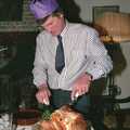 Geoff carves up the turkey, Christmas Dinner with Geoff and Brenda, Stuston, Suffolk - 25th December 1990