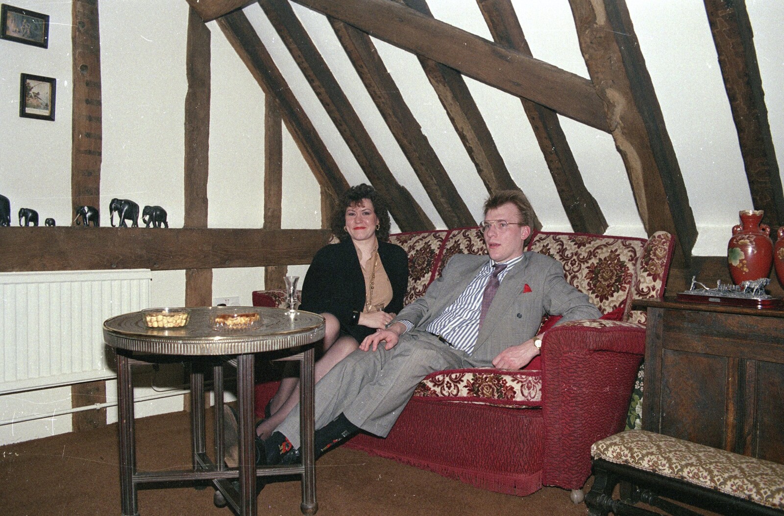 Relaxing up in the gallery from Christmas Dinner with Geoff and Brenda, Stuston, Suffolk - 25th December 1990
