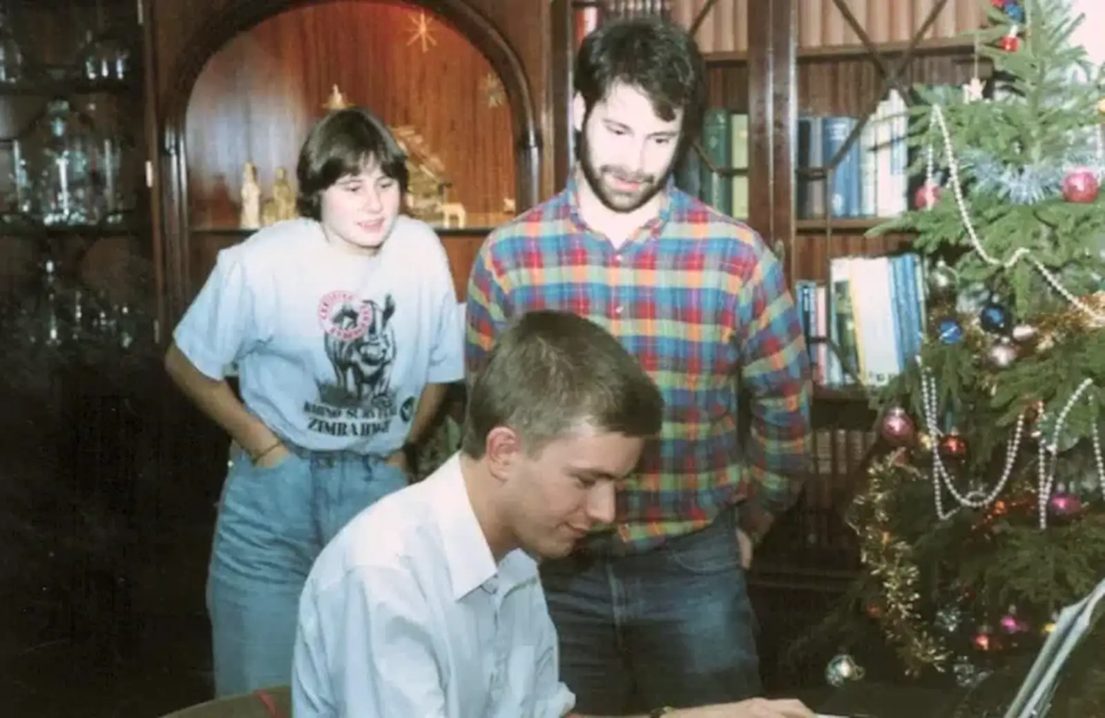 Nosher's playing the keyboard, from New Year's Eve at Phil's, Hordle, Hampshire - 31st December 1990