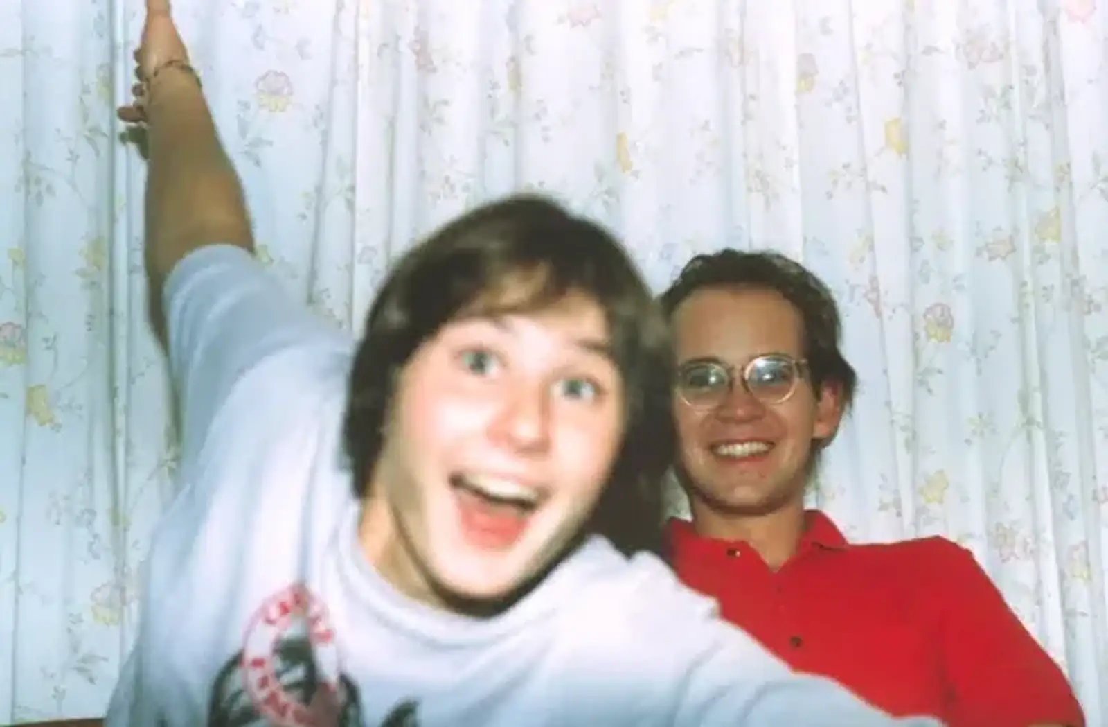 Phil and chum in the dining room, from New Year's Eve at Phil's, Hordle, Hampshire - 31st December 1990