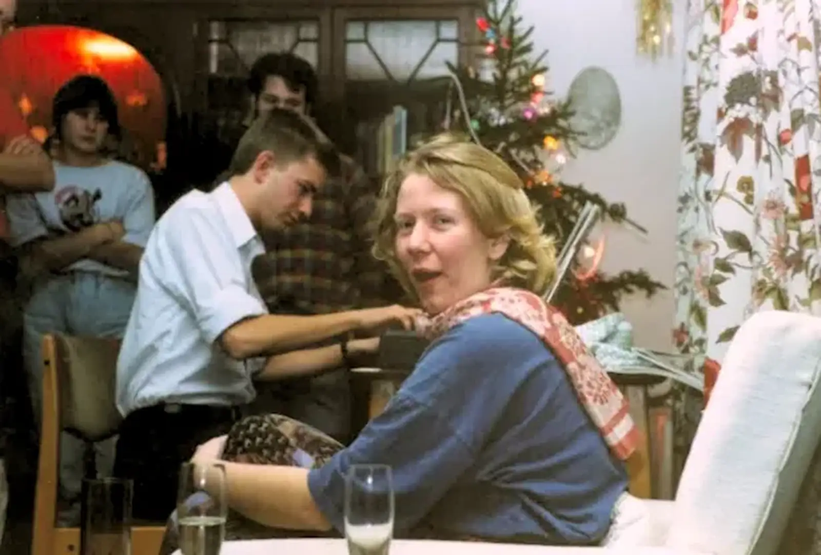 Liz looks surprised, from New Year's Eve at Phil's, Hordle, Hampshire - 31st December 1990