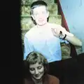 Nosher on the stairs, New Year's Eve at Phil's, Hordle, Hampshire - 31st December 1990