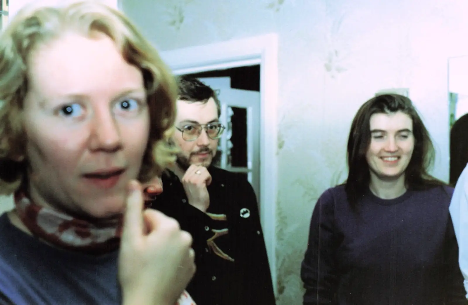 Liz is like a startled rabbit, from New Year's Eve at Phil's, Hordle, Hampshire - 31st December 1990