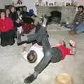 Nosher and Phil do a spot of leg wrestling, New Year's Eve at Phil's, Hordle, Hampshire - 31st December 1990