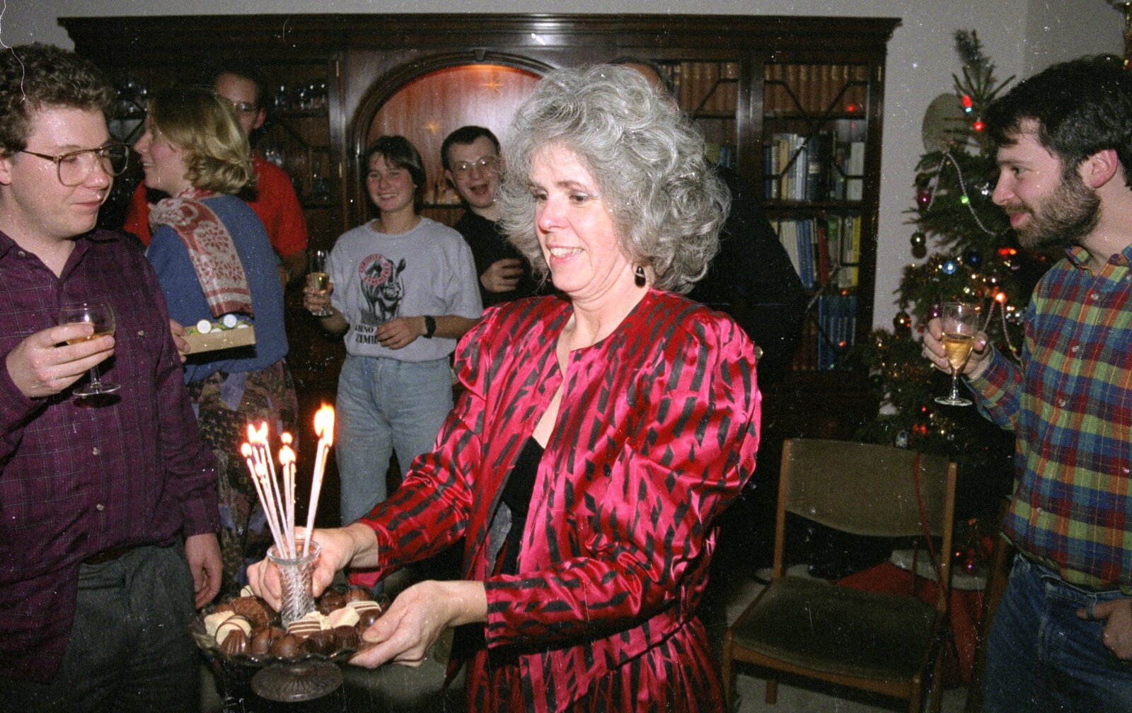 Berenice brings in some chocolates from New Year's Eve at Phil's, Hordle, Hampshire - 31st December 1990