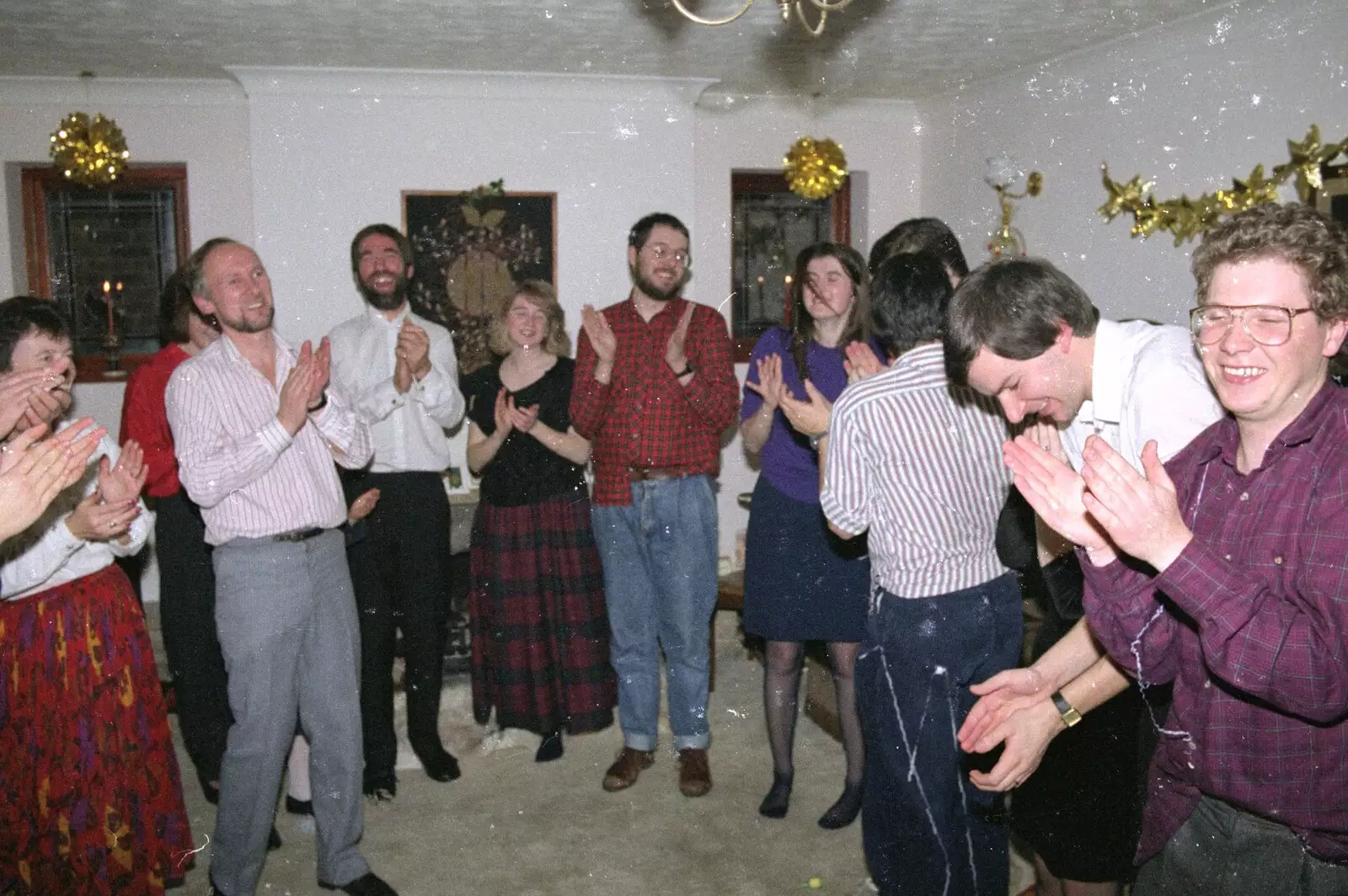 A round of applause, from New Year's Eve at Phil's, Hordle, Hampshire - 31st December 1990