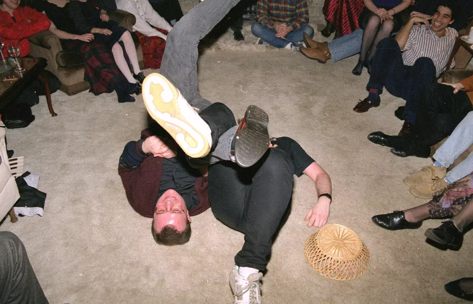 Hamish is in a tangle, from New Year's Eve at Phil's, Hordle, Hampshire - 31st December 1990