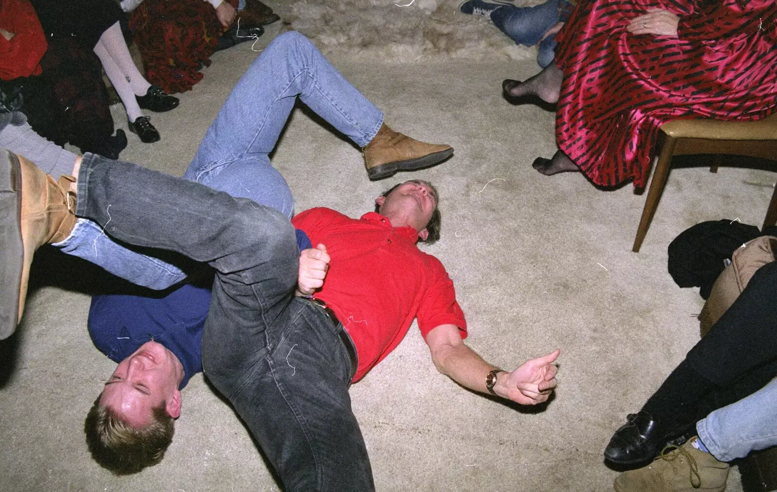 Phil is struggling, from New Year's Eve at Phil's, Hordle, Hampshire - 31st December 1990