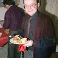 Hamish with a stack of food, New Year's Eve at Phil's, Hordle, Hampshire - 31st December 1990