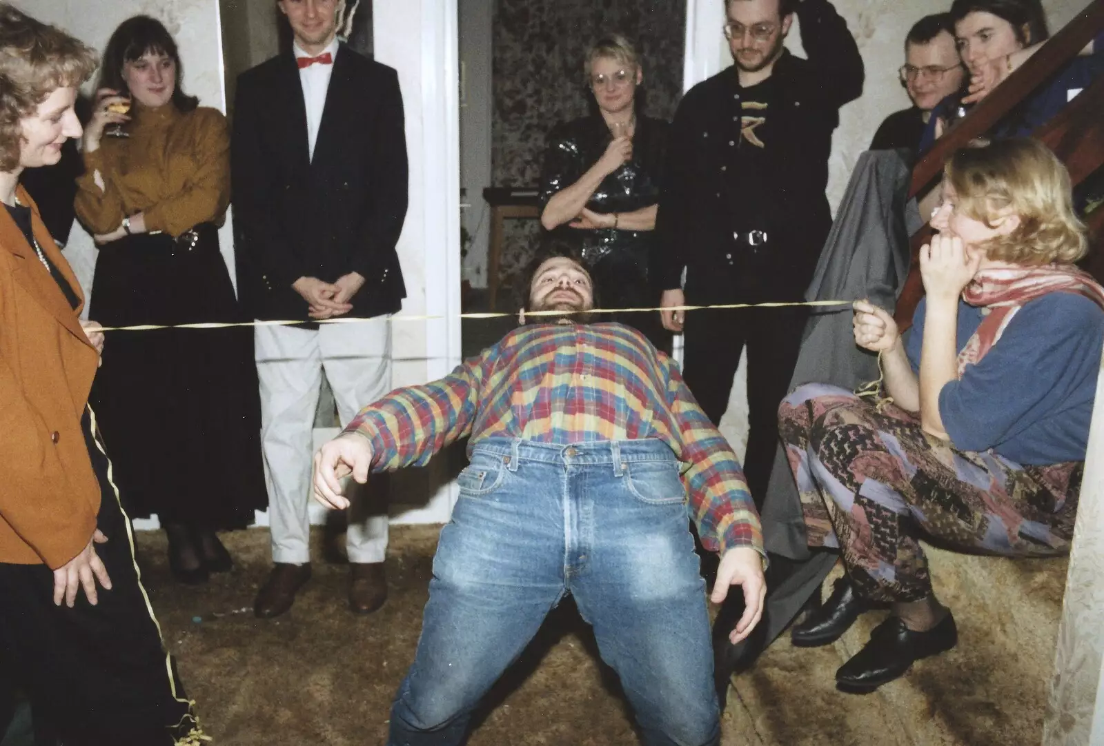 Another limbo moment, from New Year's Eve at Phil's, Hordle, Hampshire - 31st December 1990