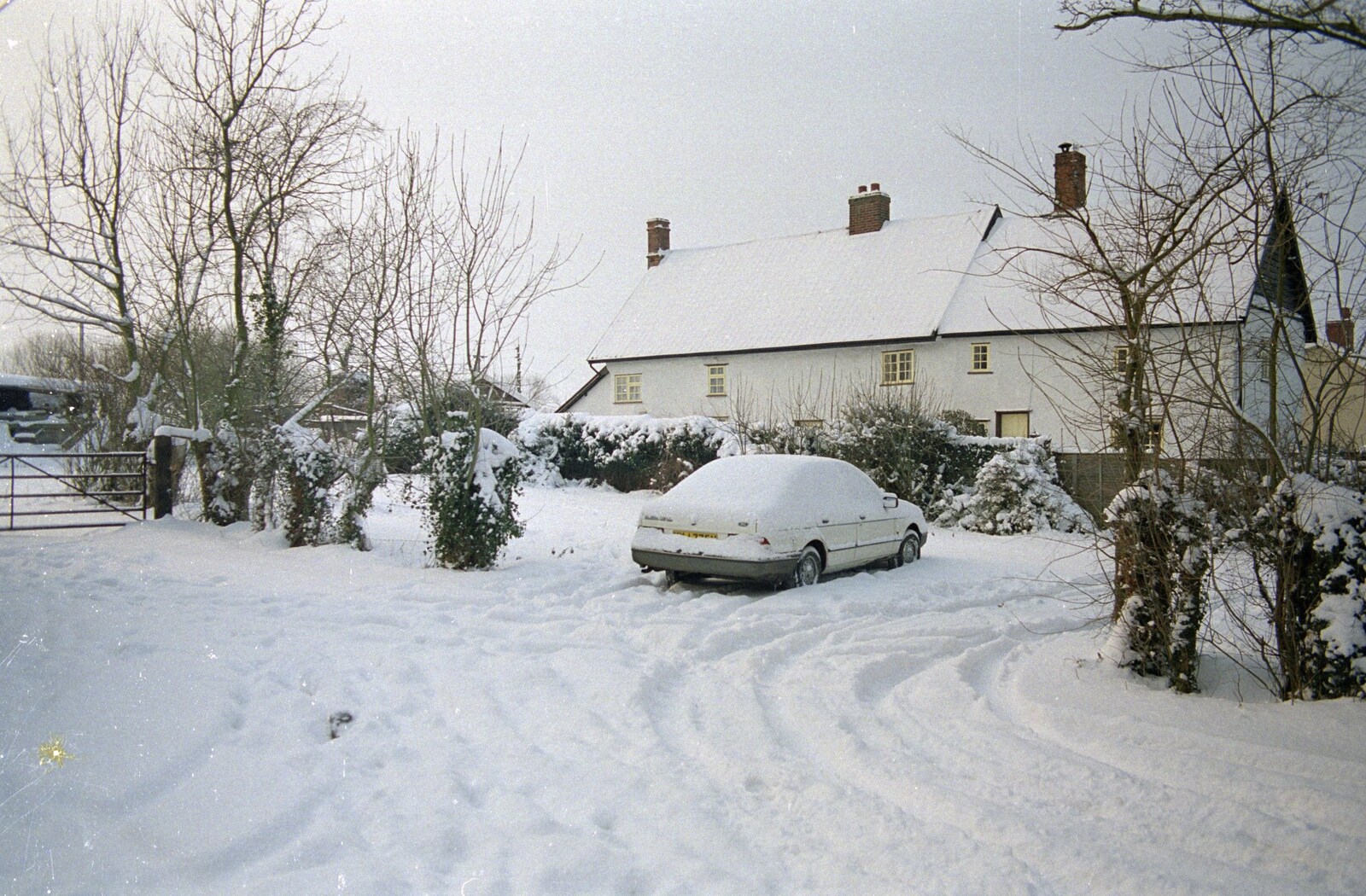 David Hoffman's car is under there somewhere from Snow Days, Stuston and Norwich, Suffolk and Norfolk - 4th February 1991