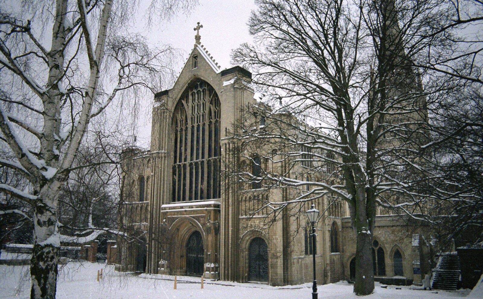 Norwich Cathedral from Snow Days, Stuston and Norwich, Suffolk and Norfolk - 4th February 1991