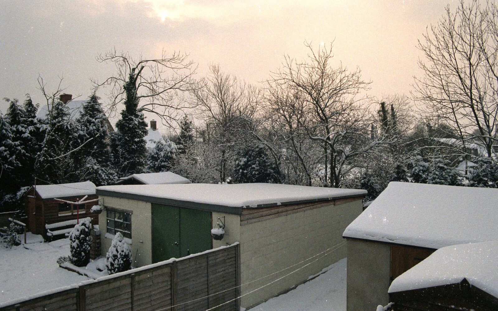 A view out of the bedroom window from Snow Days, Stuston and Norwich, Suffolk and Norfolk - 4th February 1991