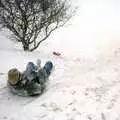 Geoff slides down the hill on Stuston common, Sledging on the Common and Some Music, Stuston, Suffolk - 5th February 1991