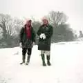 Janet and Brenda on Stuston Common, Sledging on the Common and Some Music, Stuston, Suffolk - 5th February 1991