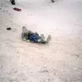 Coming to a stop in a cloud of snow, Sledging on the Common and Some Music, Stuston, Suffolk - 5th February 1991