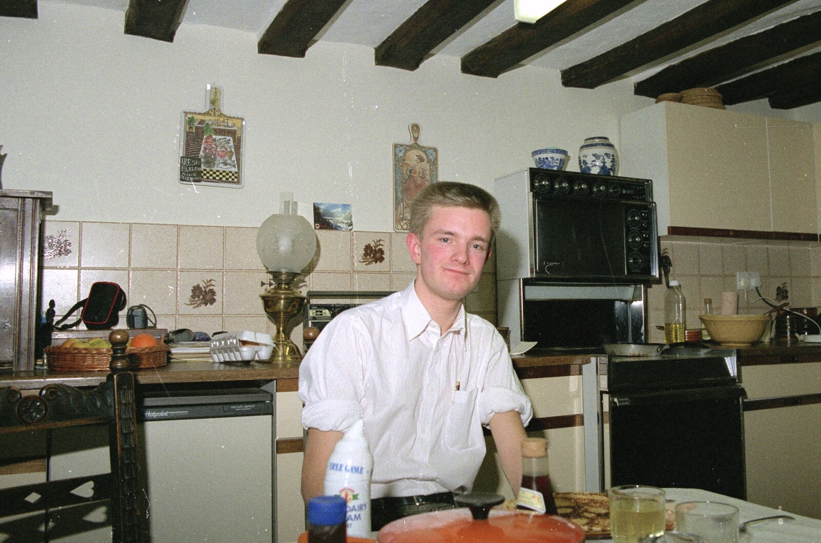 Nosher in the kitchen from Pancake Day, Stuston, Suffolk - 18th February 1991