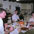Geoff, Nosher and Janet around the kitchen table, Pancake Day, Stuston, Suffolk - 18th February 1991