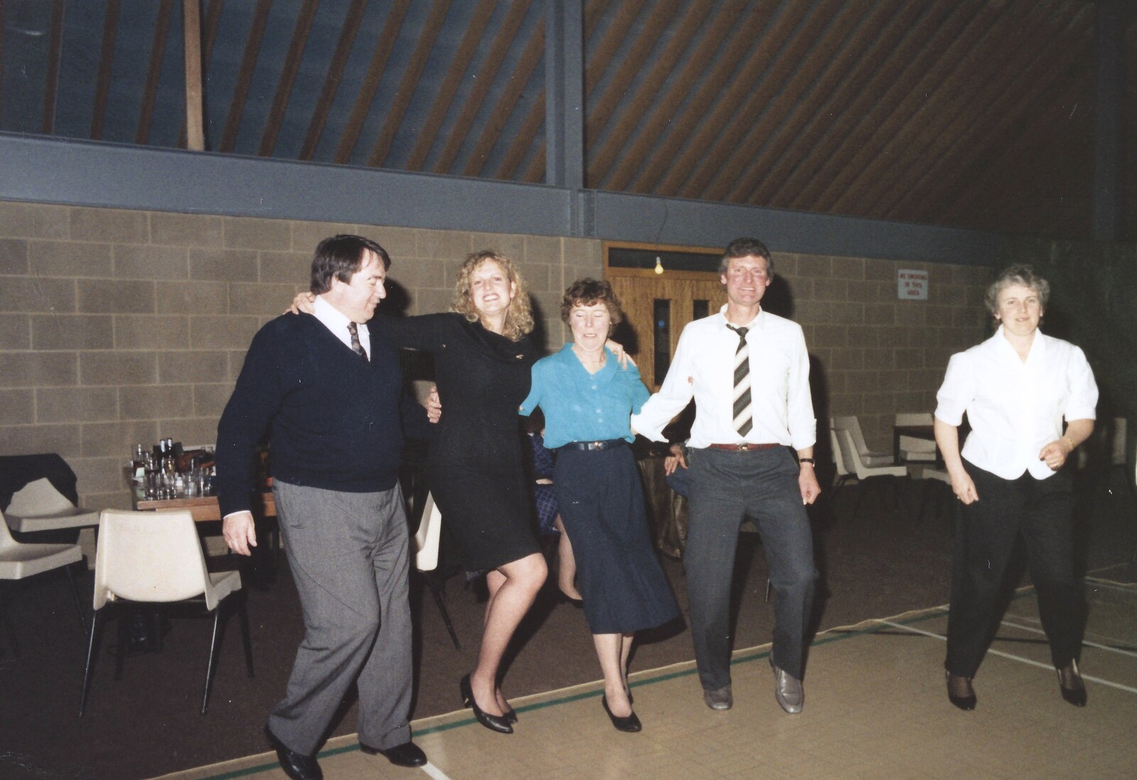 Random dancing in a sports hall from A Walk in Tyrrel's Wood, Pulham St. Mary, Norfolk - 23rd February 1991
