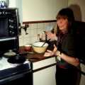 Janet  prepares pancake batter with Goose eggs