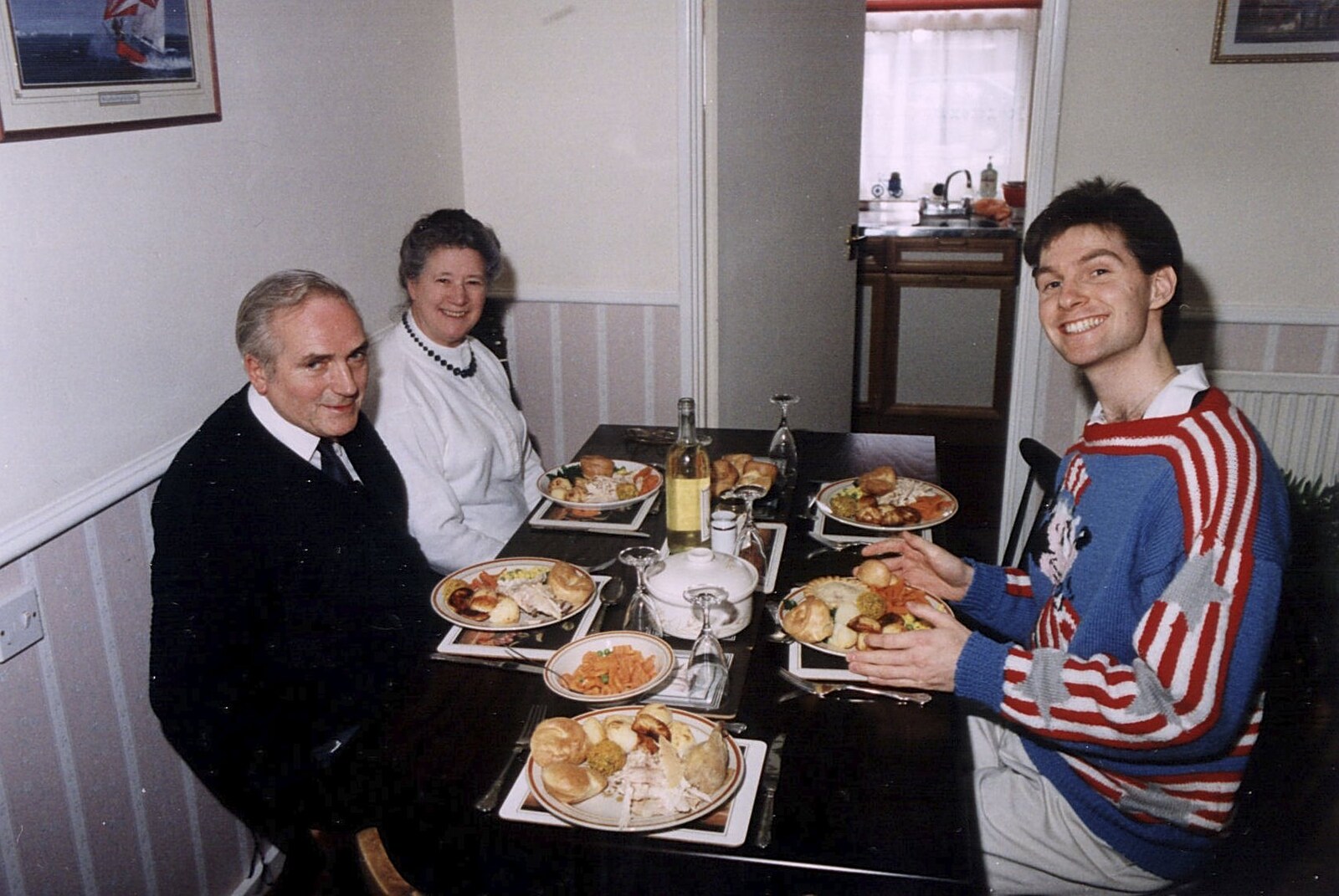 Maria's parents do roast dinner in Farnborough from Bernie and the Porch, The Stables, Stuston, Suffolk - 15th March 1991