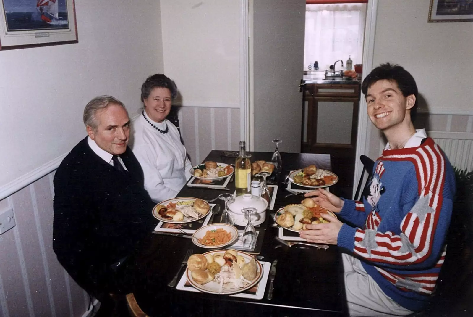 Maria's parents do roast dinner in Farnborough, from Bernie and the Porch, The Stables, Stuston, Suffolk - 15th March 1991