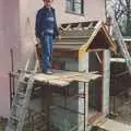 Bernie's getting the roof on the porch, Bernie and the Porch, The Stables, Stuston, Suffolk - 15th March 1991