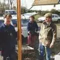 Bernie eyes up a door frame, Bernie and the Porch, The Stables, Stuston, Suffolk - 15th March 1991