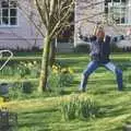 Sue repeats her 'fire dance' pose, Bernie and the Porch, The Stables, Stuston, Suffolk - 15th March 1991