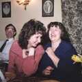 Alison and Wendy share a joke, as Adrian looks on, BPCC Printec Reunion at The Brome Swan, Suffolk - 20th February 1991