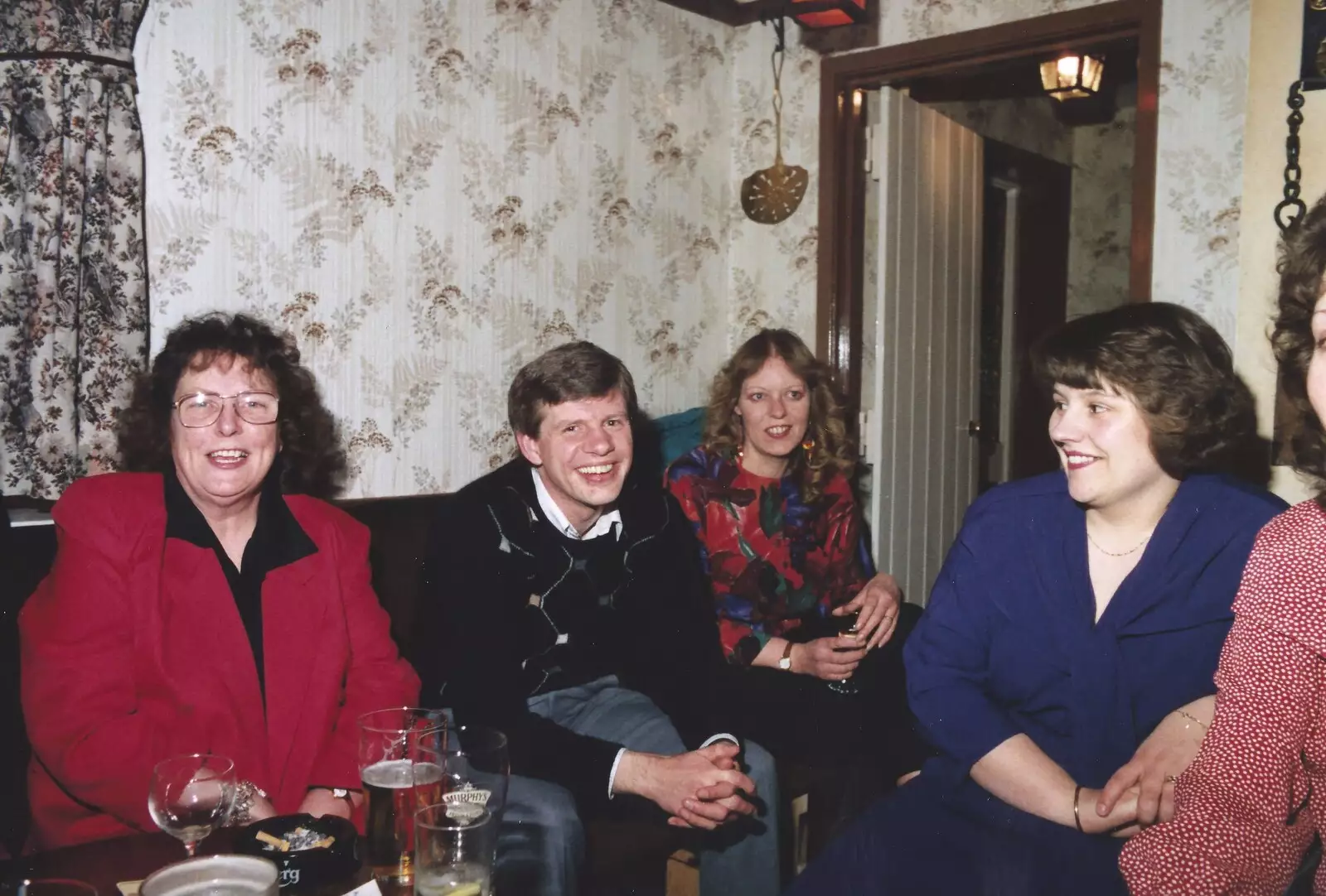 Beryl, Steve-o, Big Sue and Wendy, from BPCC Printec Reunion at The Brome Swan, Suffolk - 20th February 1991