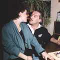 Kelly pretends to kiss Paul the builder, BPCC Printec Reunion at The Brome Swan, Suffolk - 20th February 1991