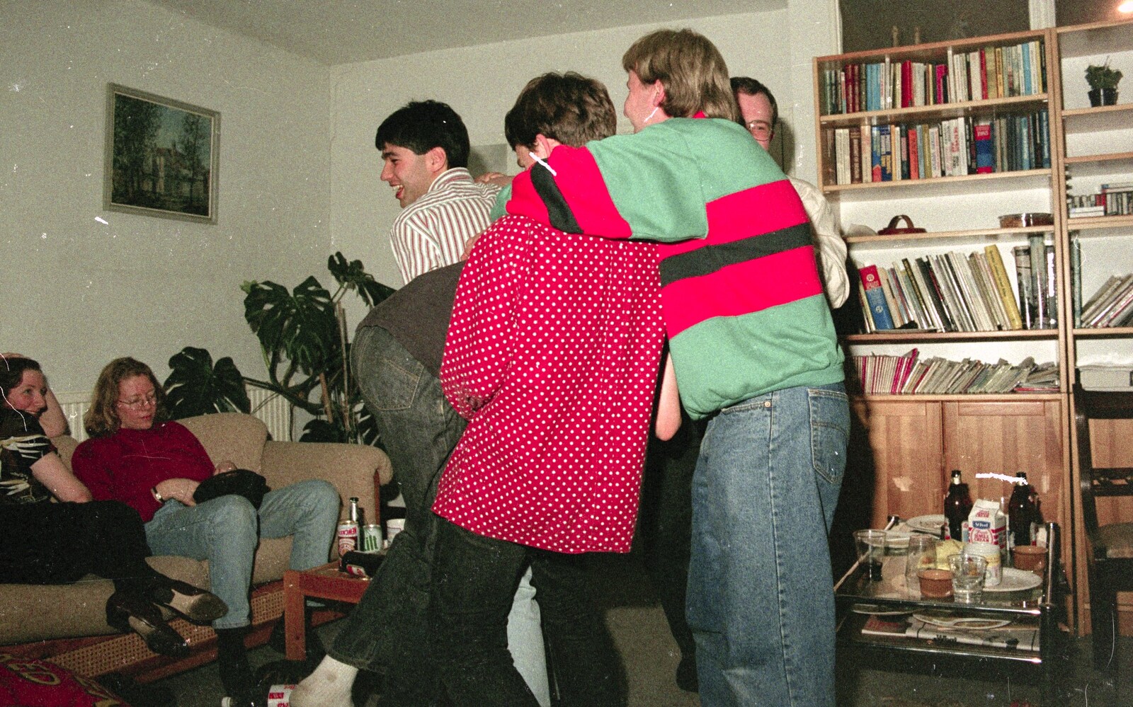 There's a hug moment from Darts at the Swan Inn and a Nigel Party, Lancaster Gate - 23rd March 1991