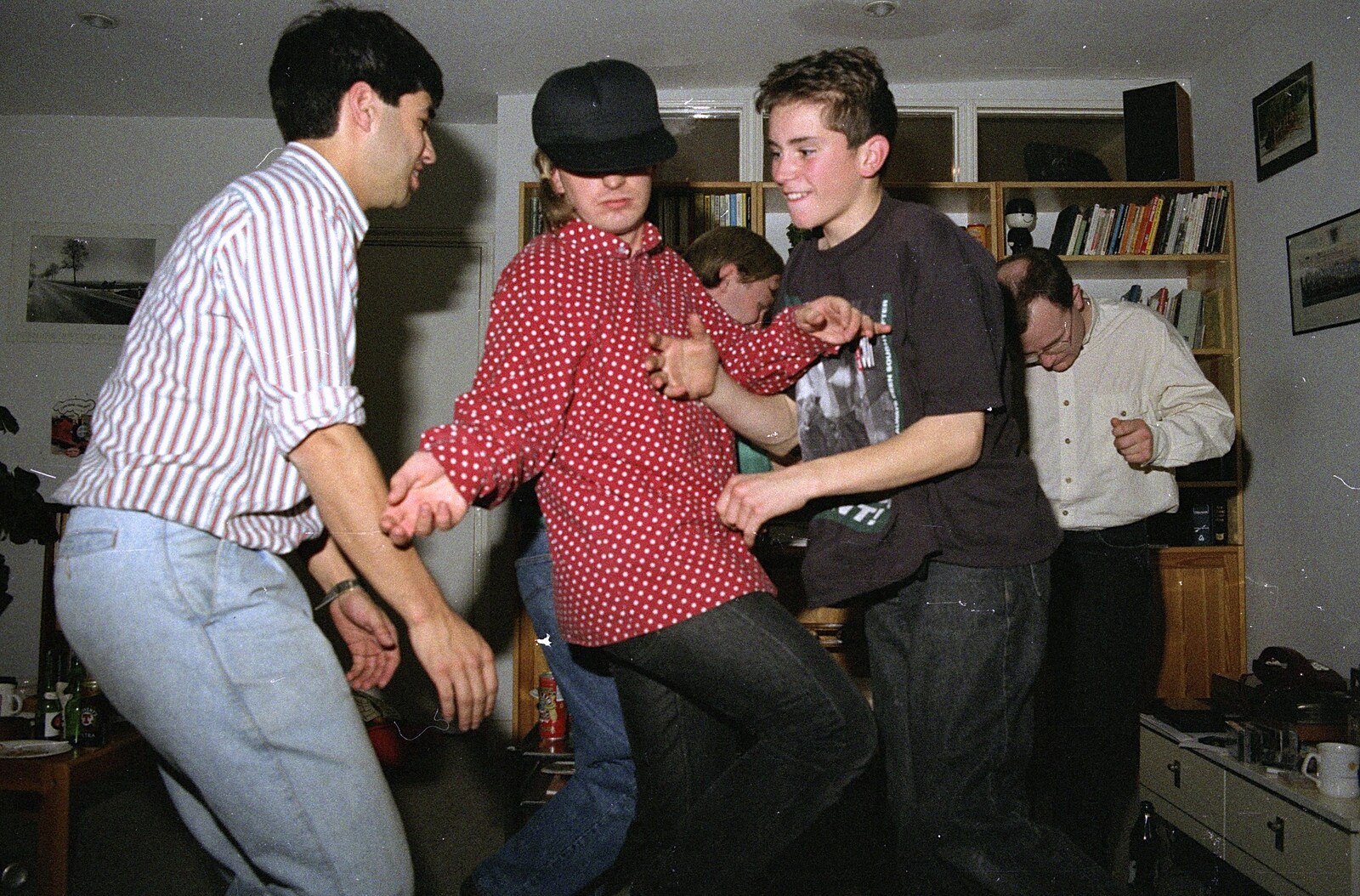 There's a load of dancing in the flat from Darts at the Swan Inn and a Nigel Party, Lancaster Gate - 23rd March 1991